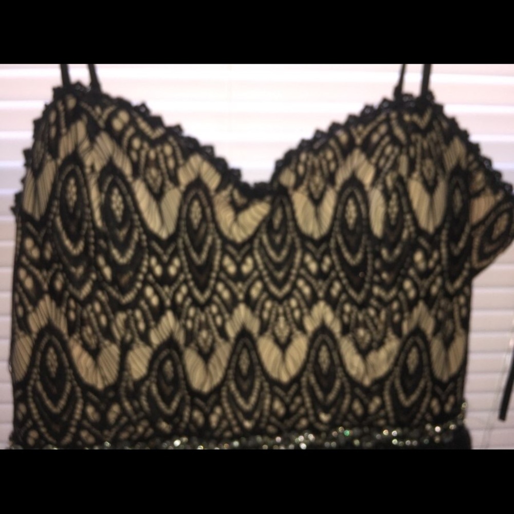 Black and beige lacy dress